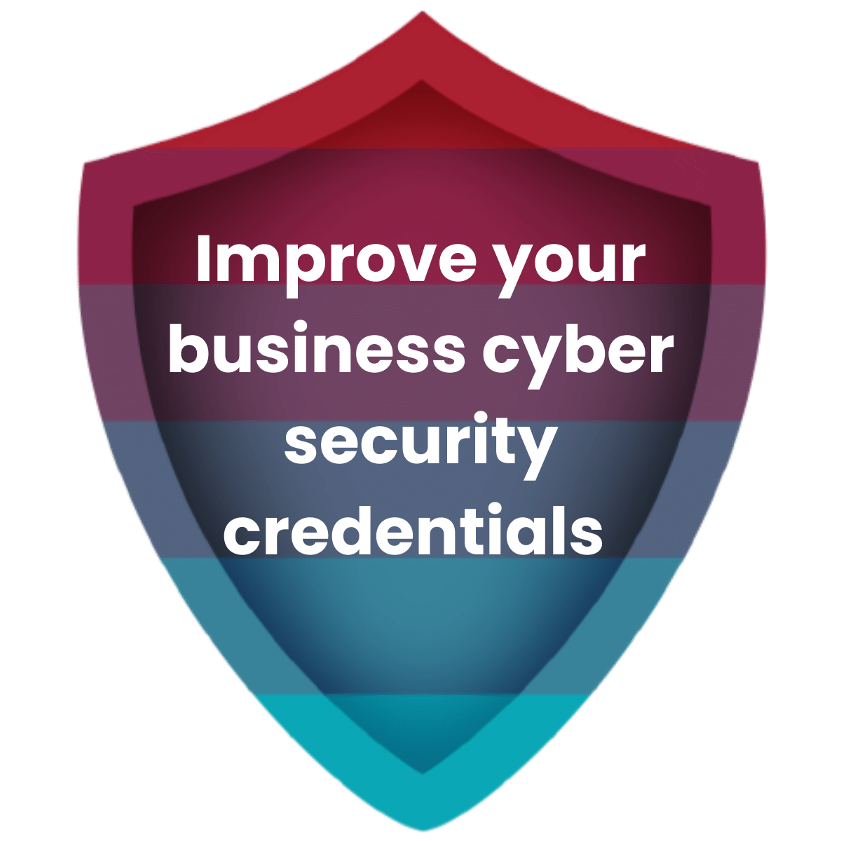 Shield graphic with Improve your business cyber security credentials message